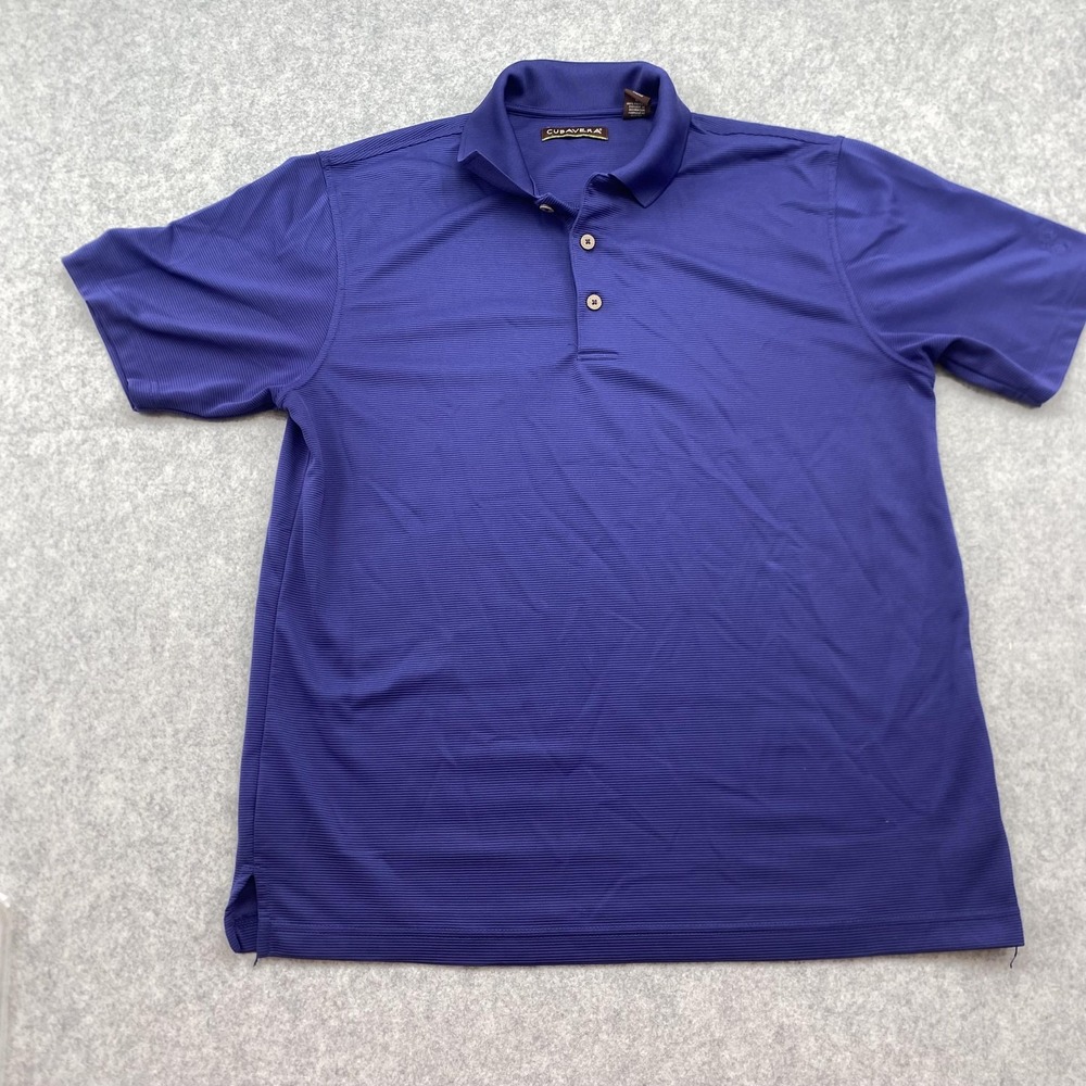 Cubavera Polo Shirt Mens Large Blue Textured Knit Lightweight Golf Performance